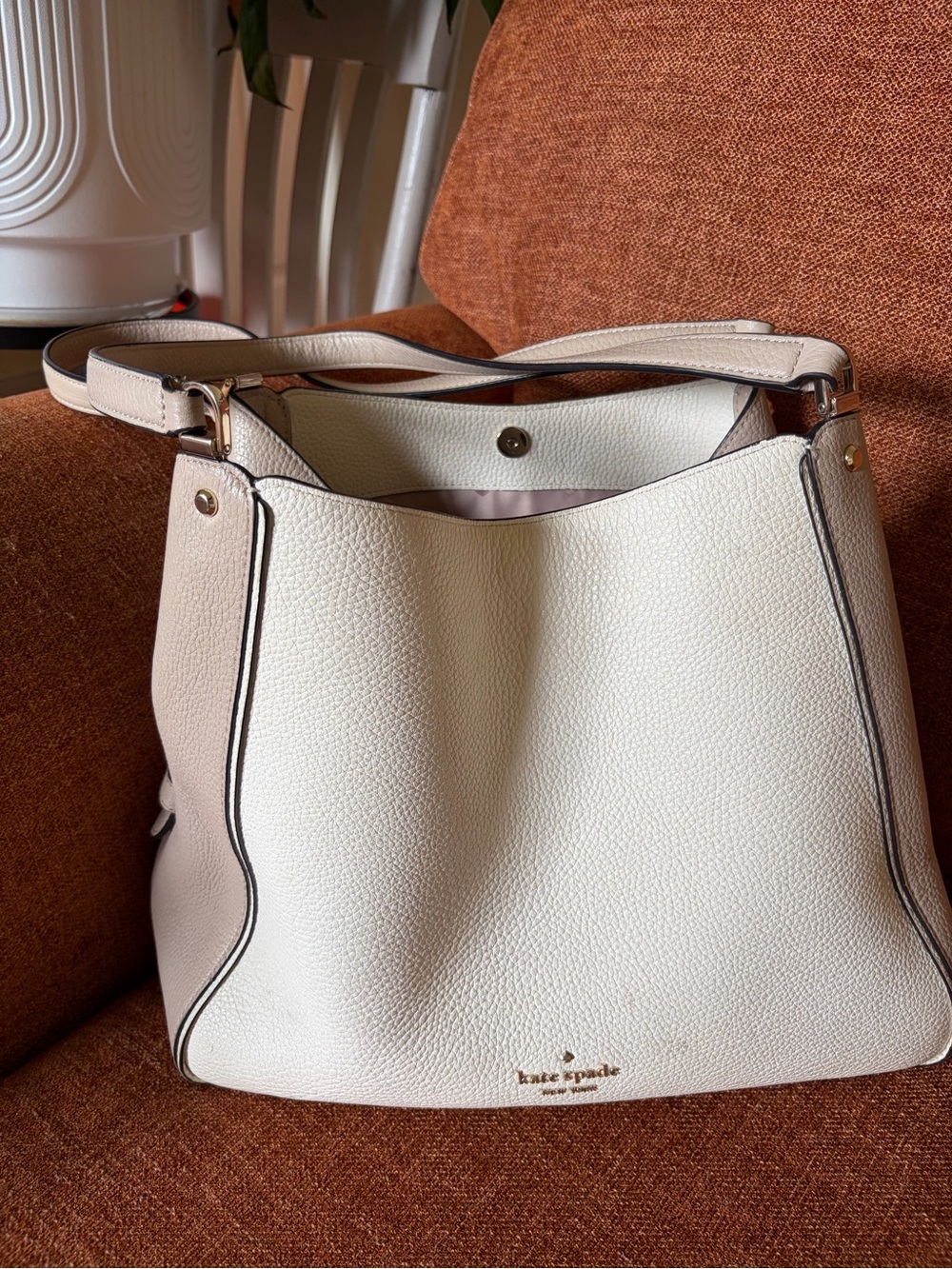 kate spade Cream and Tan Pebbled Leather Shoulder Bag